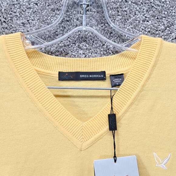 Greg Norman Men's Golf Ultimate 100% Wool Sweater Vest Knit Yellow Large - Picture 7 of 15